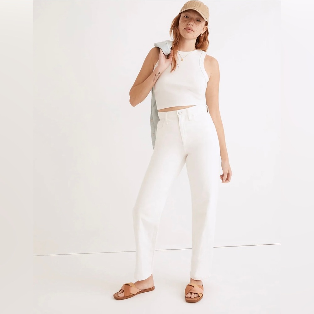 Madewell The Convertible Paperbag Dadjean in Tile White NF147